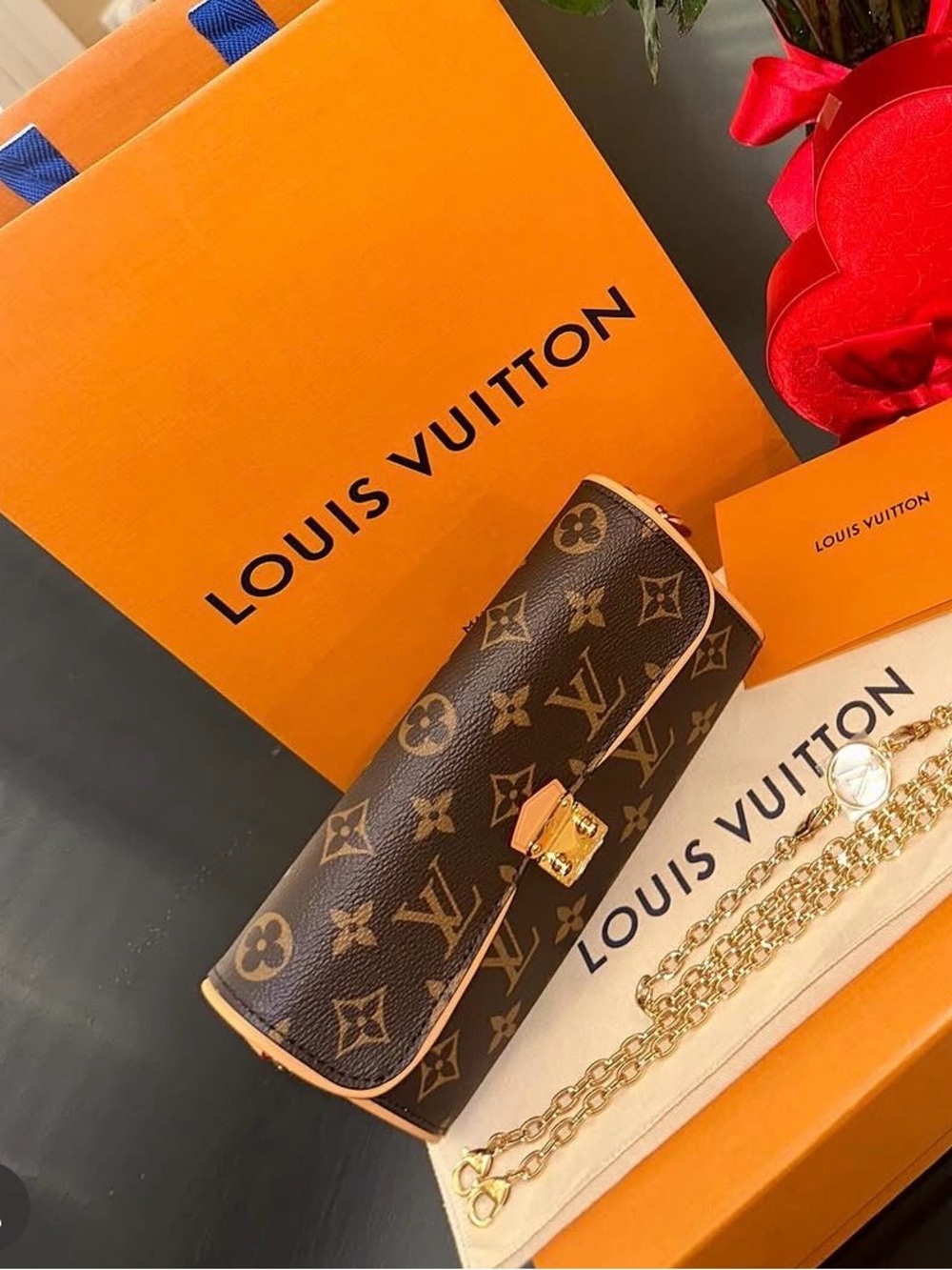Louis Vuitton Monogram Canvas Clutch in Brown pochette camille